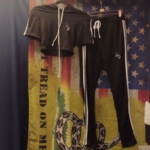 Black custom Embroidered track suit